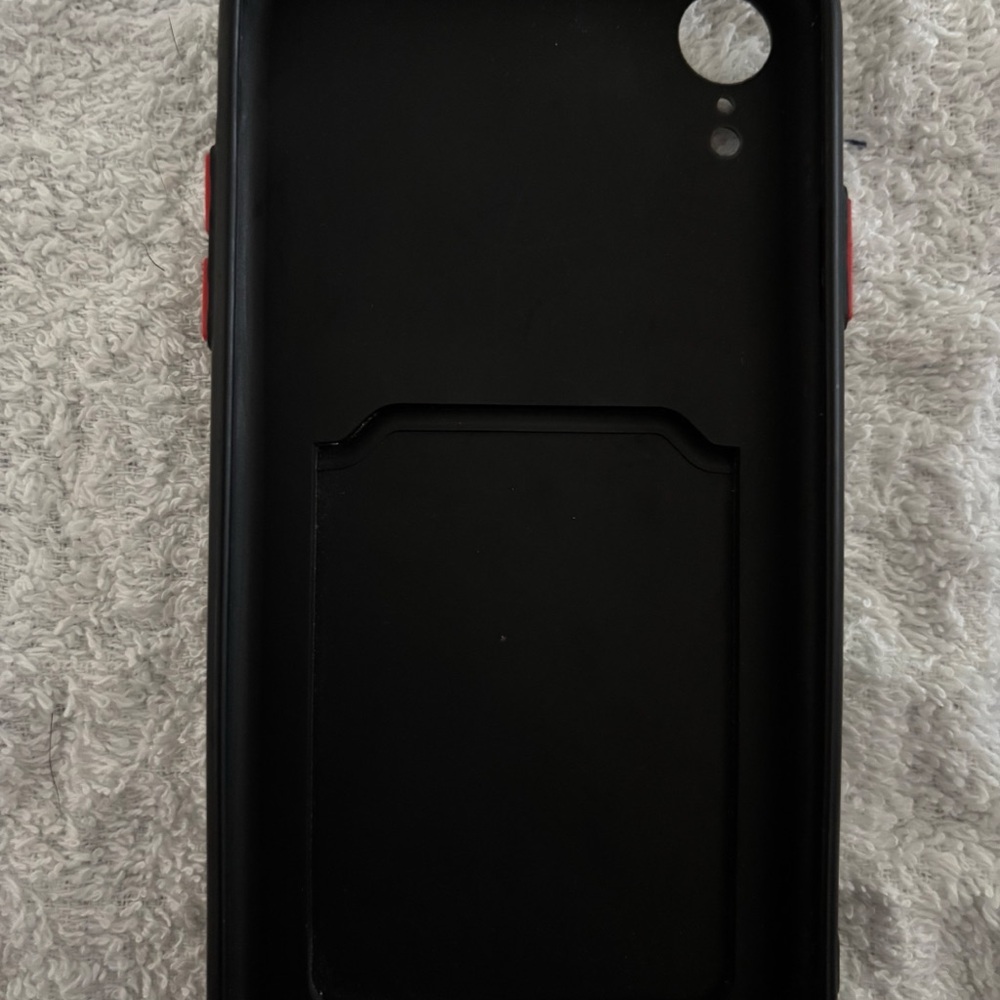 iPhone XR Case with Card Holder Wallet Pocket – Black Slim Protective Cover